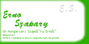 erno szapary business card